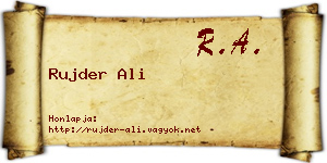Rujder Ali névjegykártya